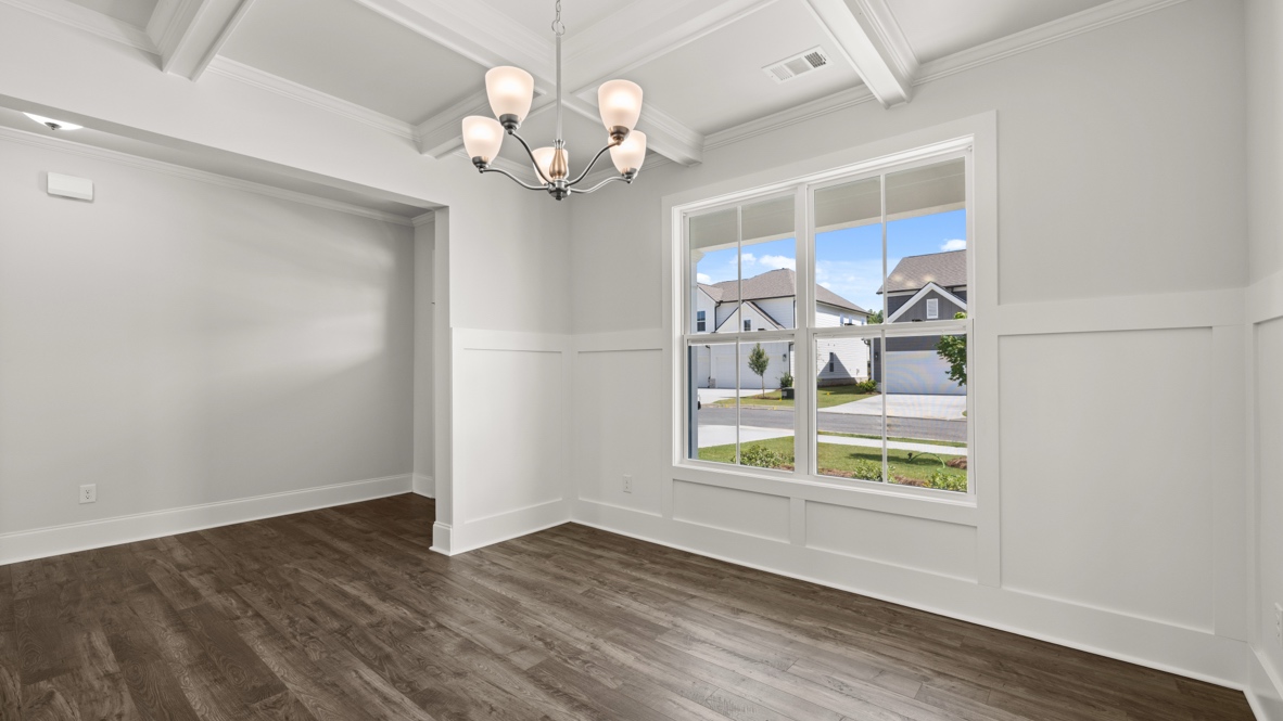 Interior dining area with large window