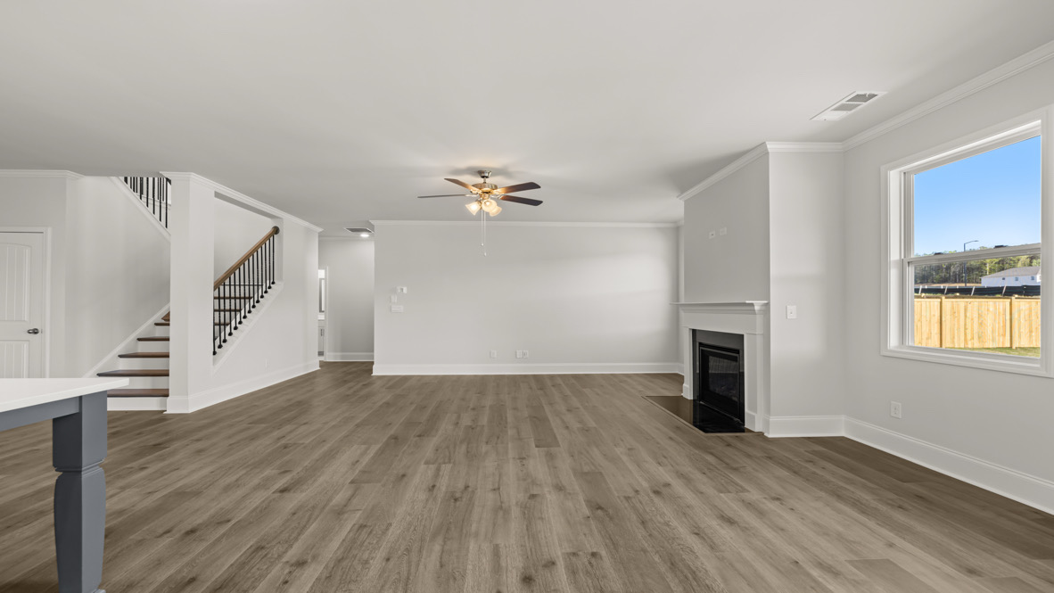 Interior living area with fire place