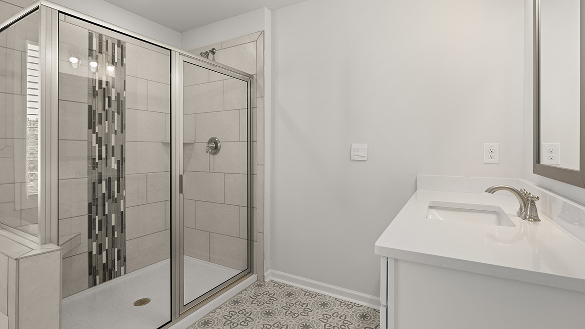 Interior primary bathroom with shower