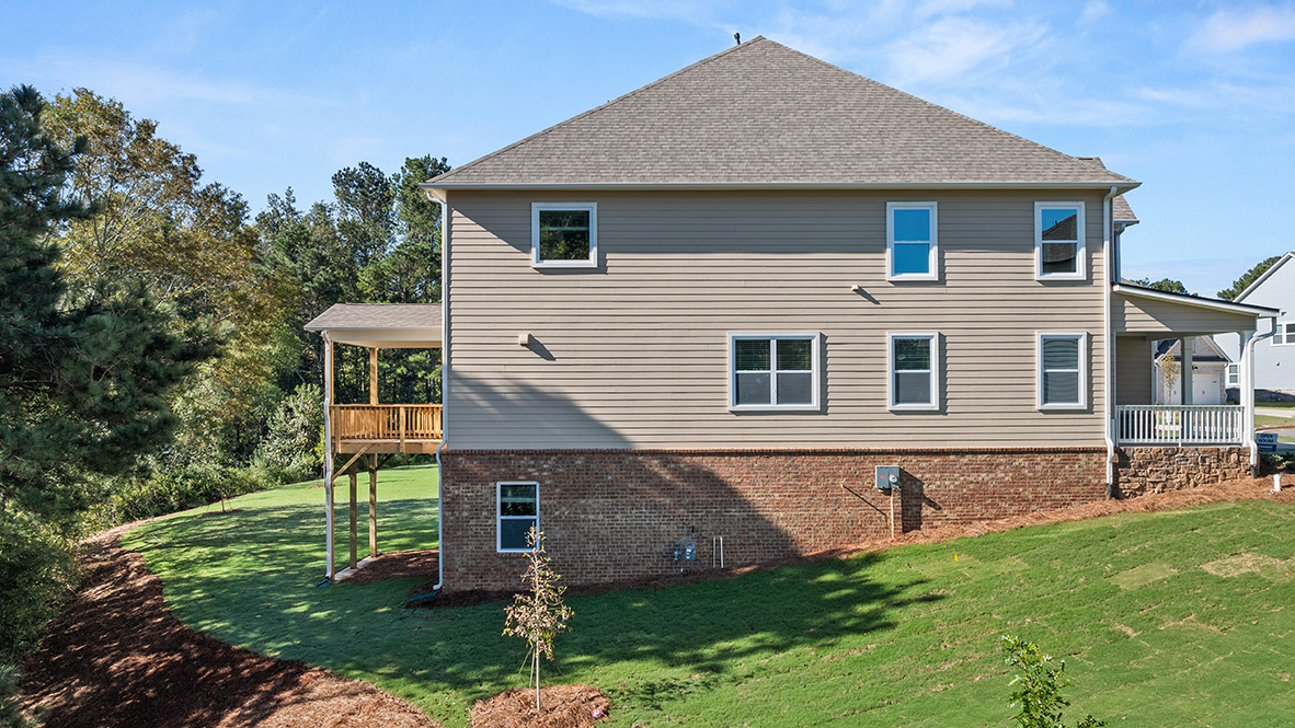 Exterior rear view of two-story home