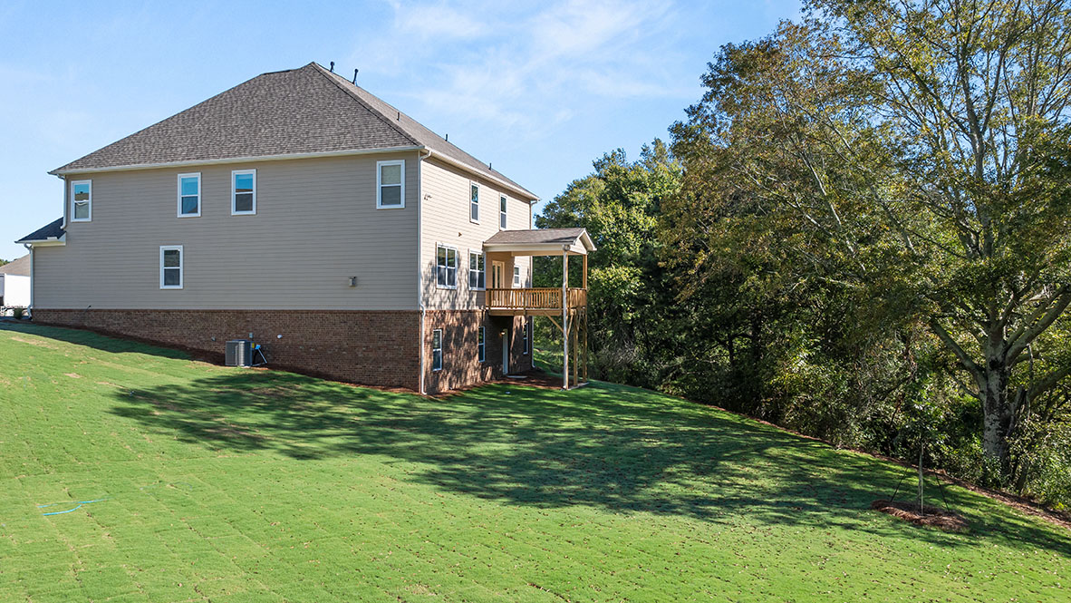 Exterior rear view of two-story home