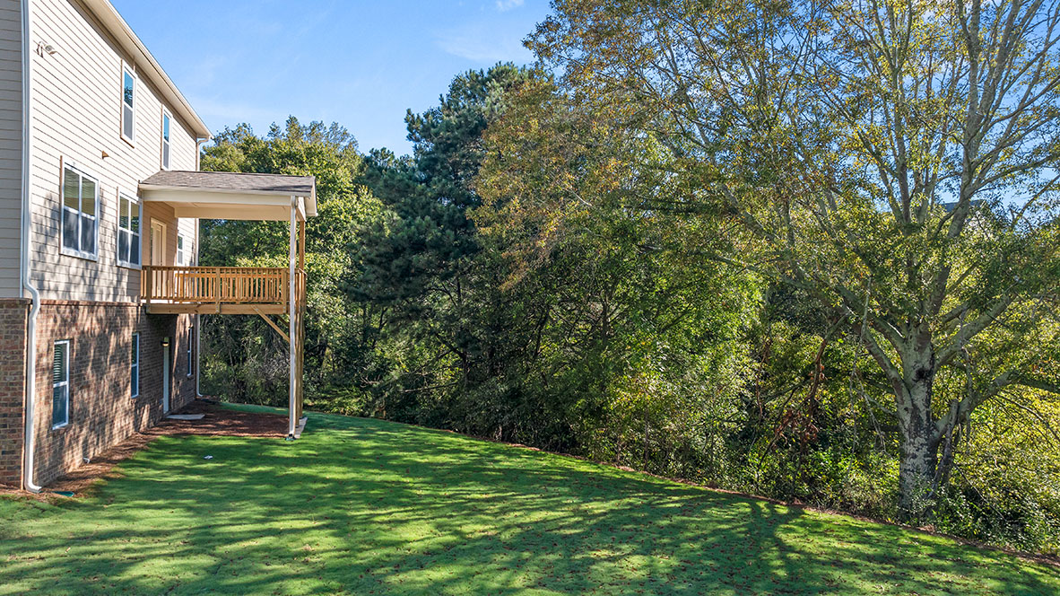 Exterior rear view of two-story home