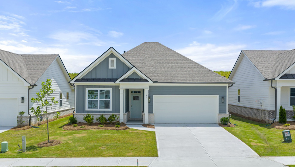 Front exterior of the Acadia floorplan at Hamptons at Riverwood North in Dallas, GA
