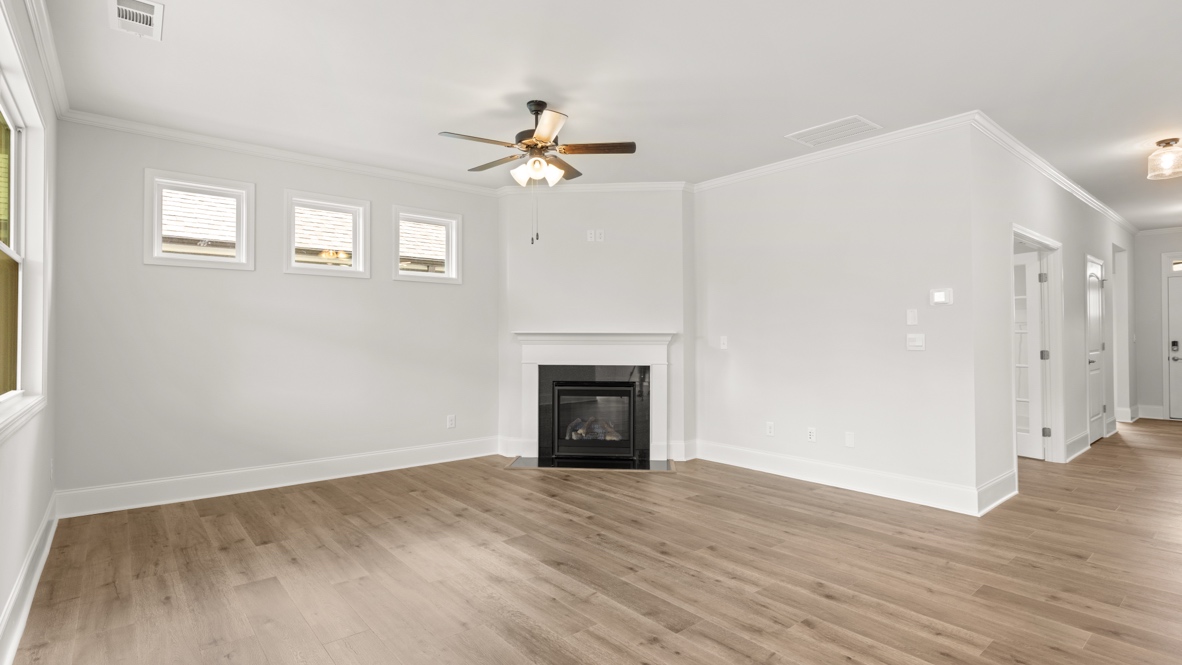 Interior living area with fire place