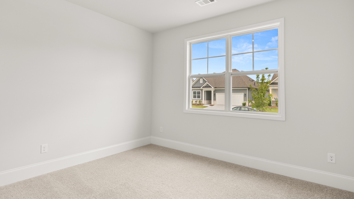 Interior bedroom with large window