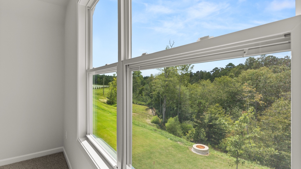 Interior bedroom with large window
