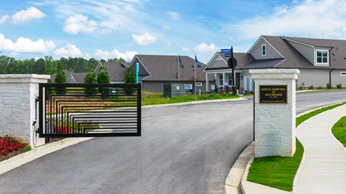 Front gates of the Hamptons at Riverwood community