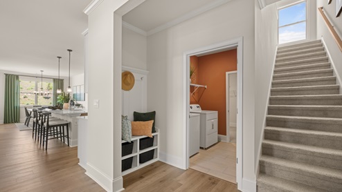 view of the carpeted stairs leading to the second floor