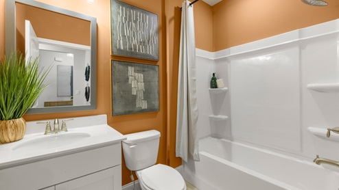 bathroom with a vanity sink, toilet and shower