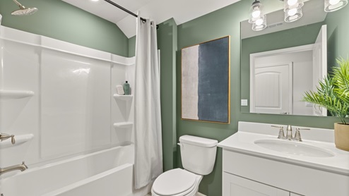 bathroom with a vanity sink, toilet and shower