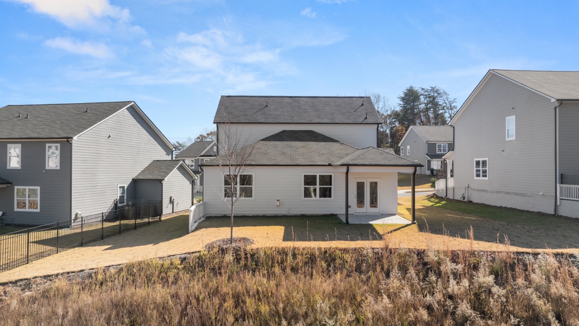 Exterior rear view of homes