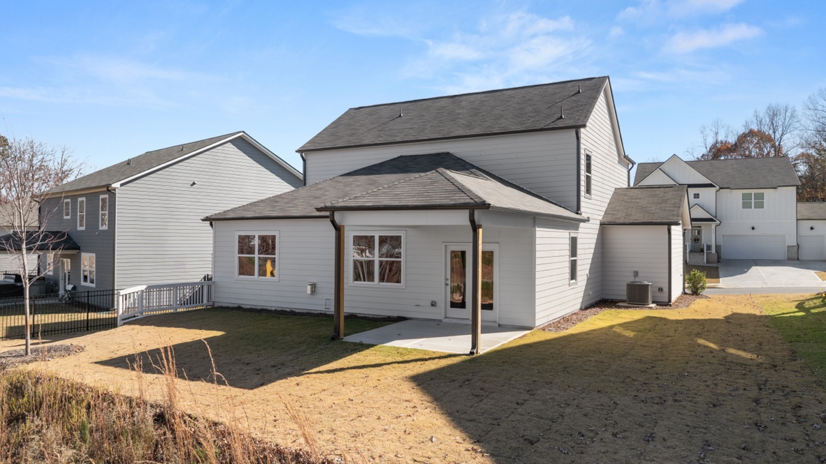 Exterior rear view of homes
