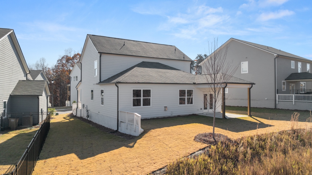 Exterior rear view of homes