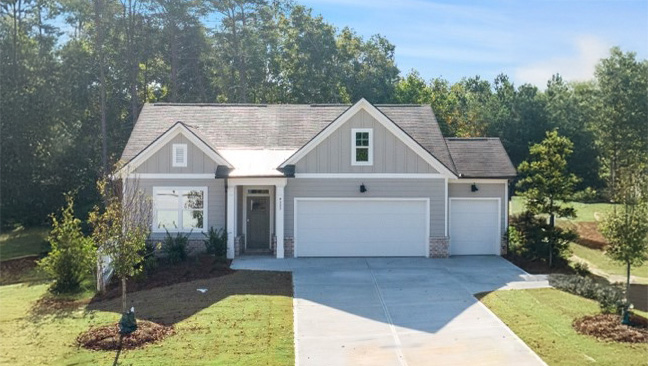 Front exterior of the Cali floorplan at the Falcon Landing community in Gainesville, GA