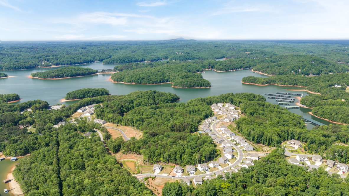 Falcon Landing community street near Lake Lanier