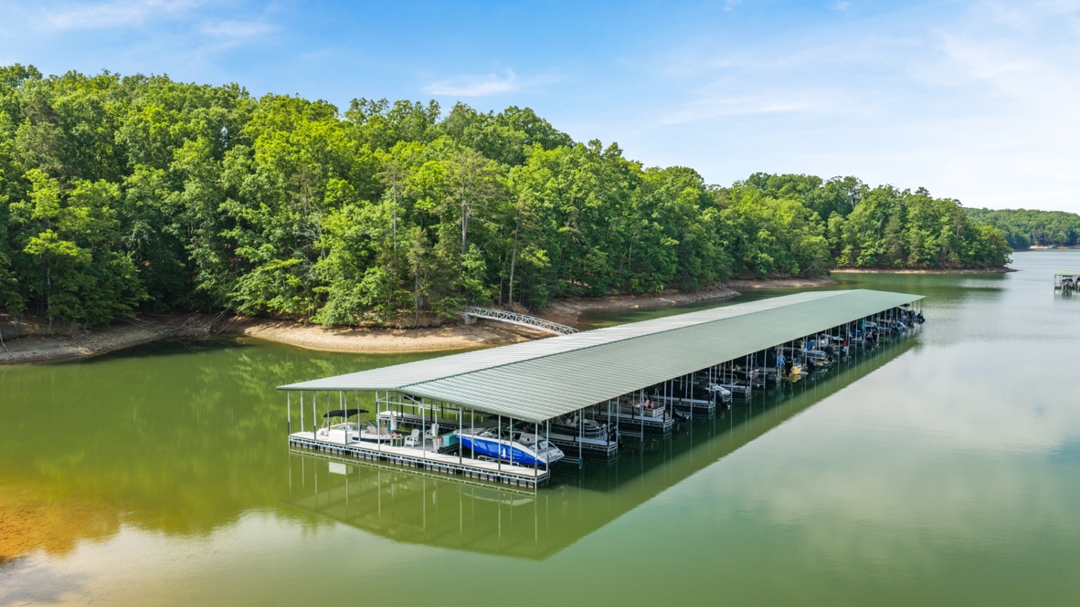 Boat dock with boat slips at Falcon Landing