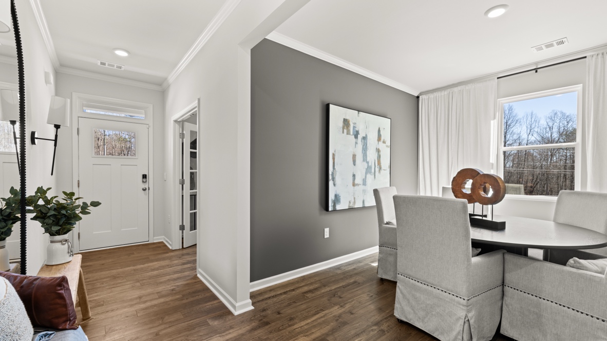 Interior dining area next to entry-way