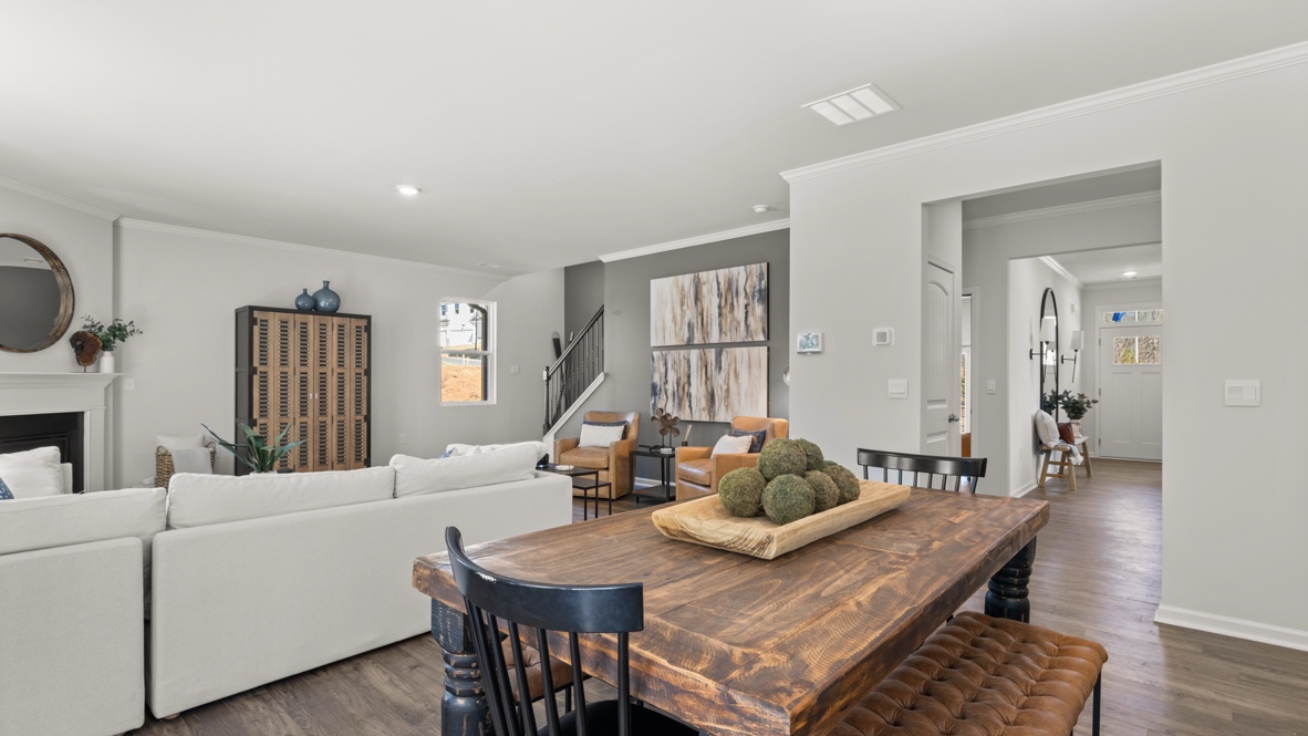 Interior dining area open to living area