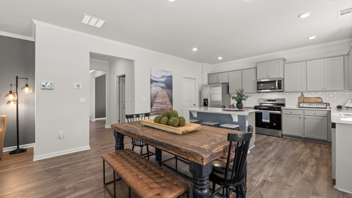Interior dining area open to living area