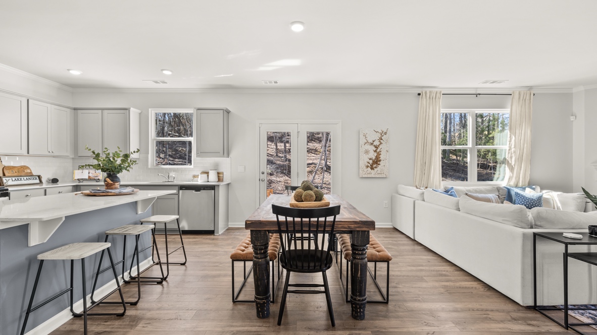 Interior dining area open to living area and kitchen