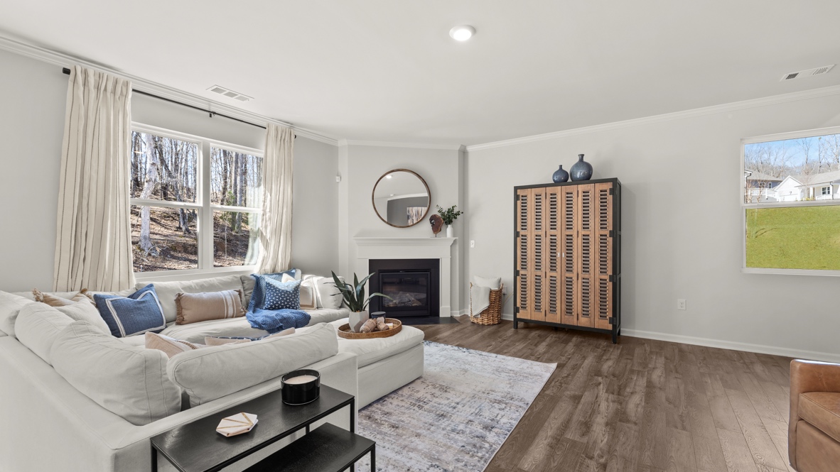 Interior living area with large windows
