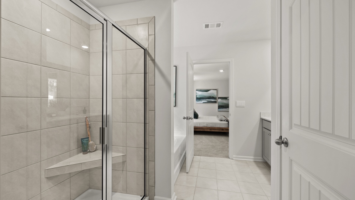 Interior primary bathroom with shower