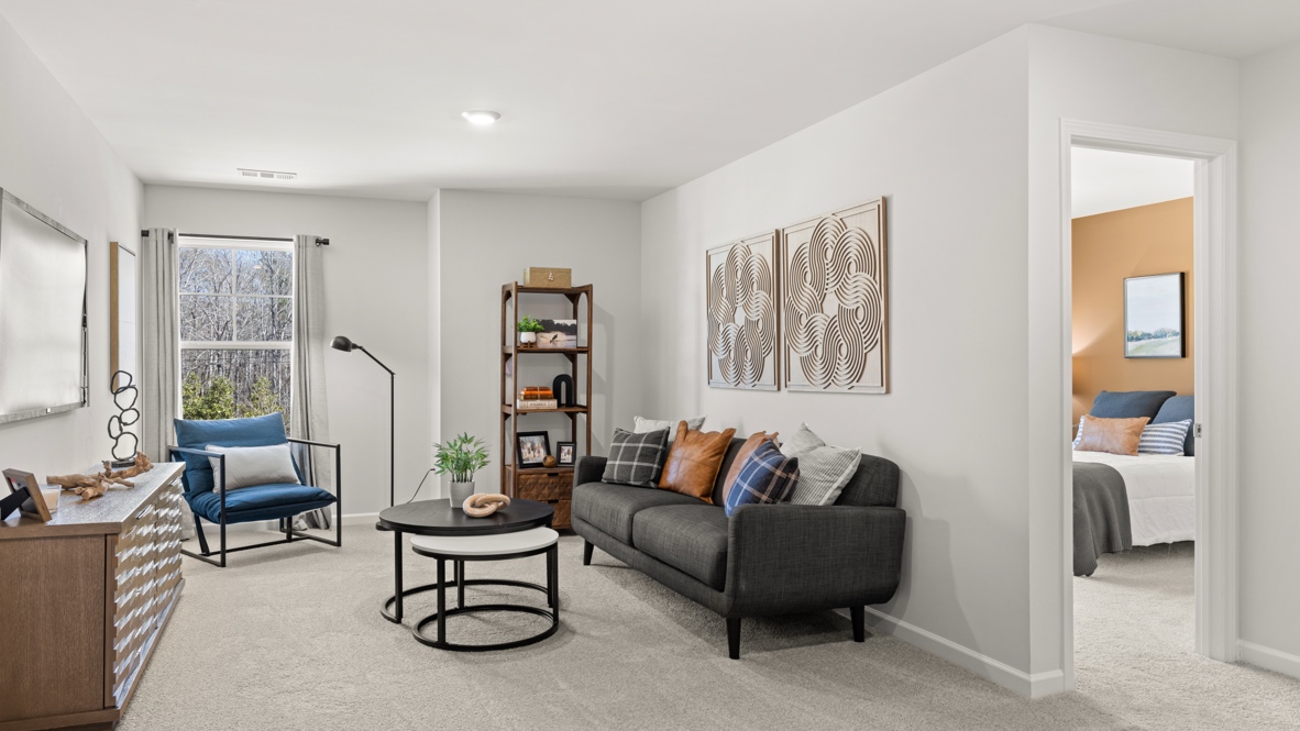 Interior upstairs loft area with window