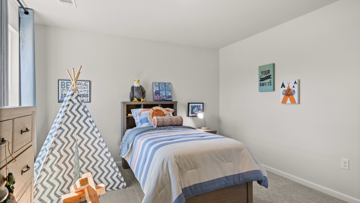 Interior bedroom with window and closet
