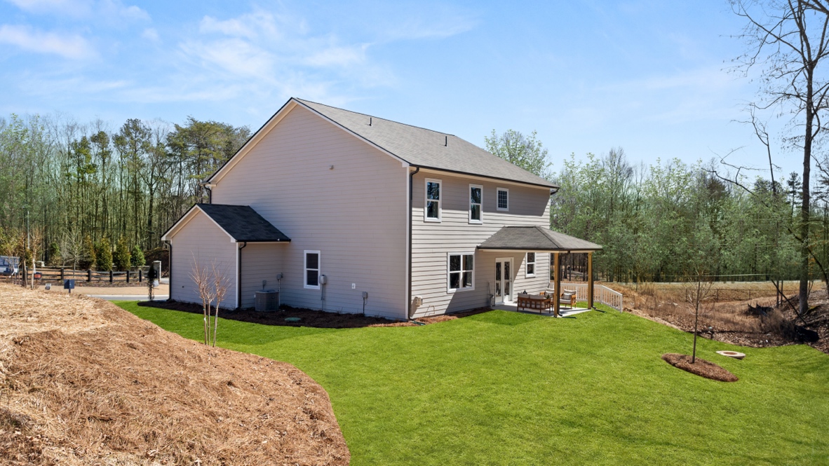 Exterior rear view of two-story home