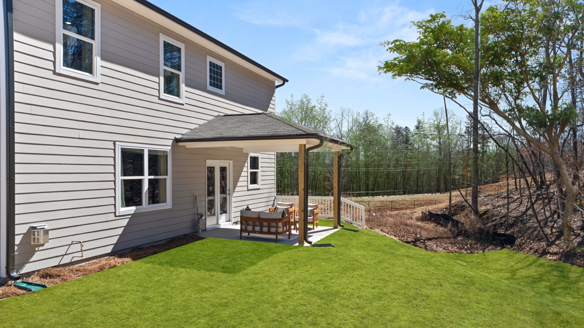 Exterior rear view of two-story home