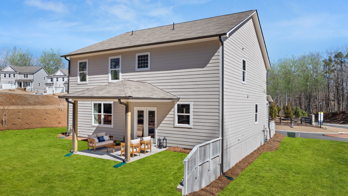 Exterior rear view of two-story home