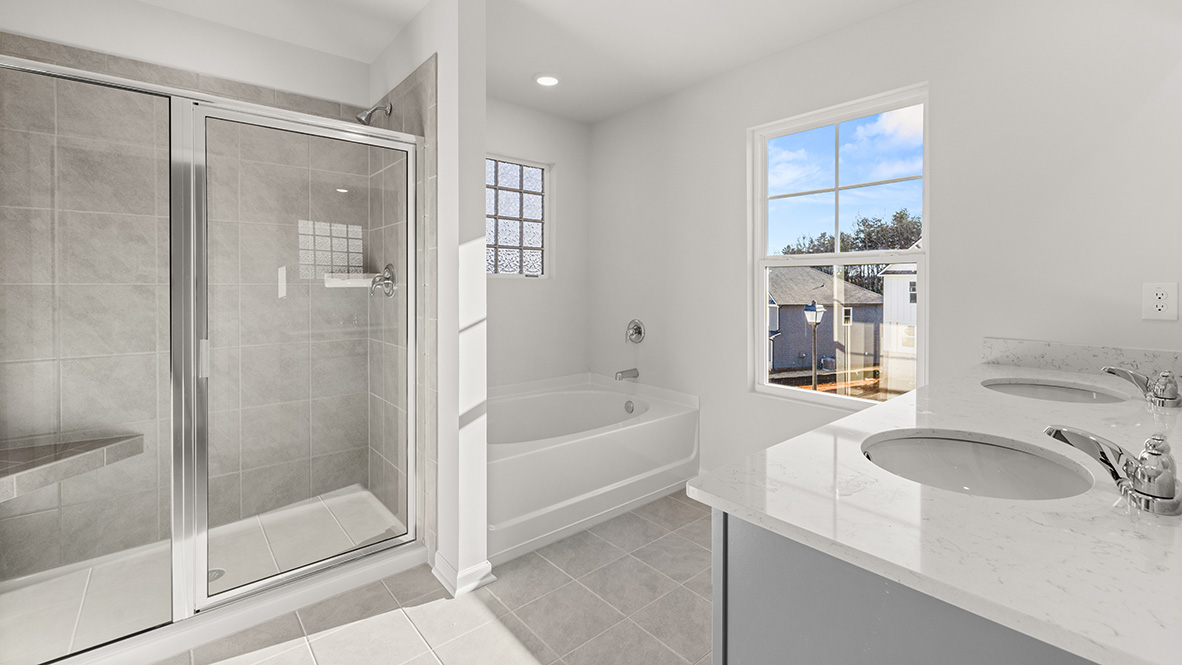 Interior primary bathroom with shower