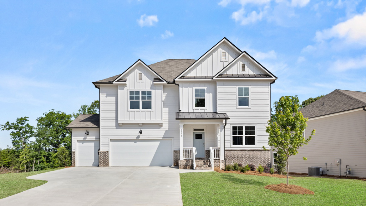 Front exterior of the Halton floorplan at Falcon Landing in Gainesville, GA