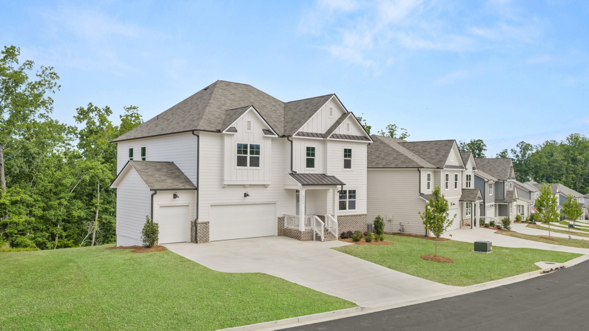Front exterior of the Halton floorplan at Falcon Landing in Gainesville, GA