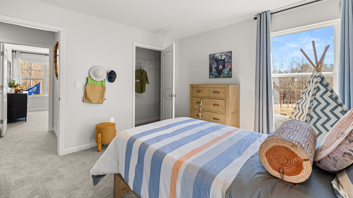 Interior bedroom with large window