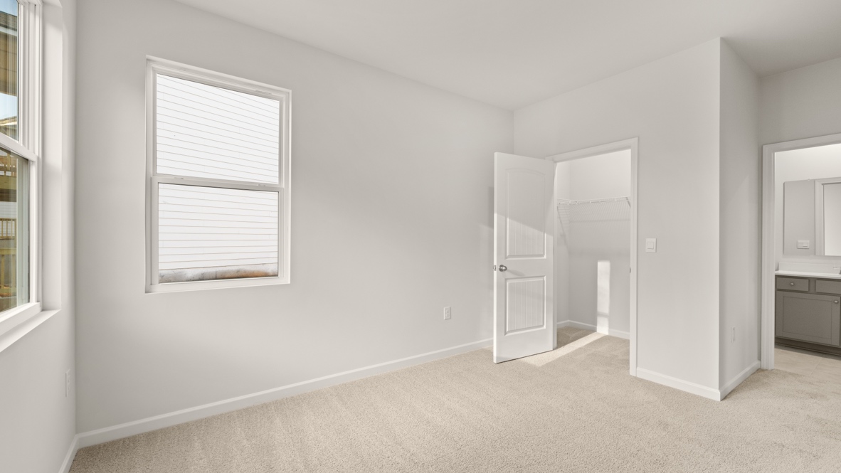 Interior bedroom with windows