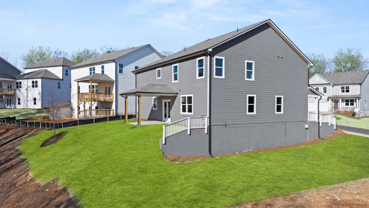 Exterior rear view of homes