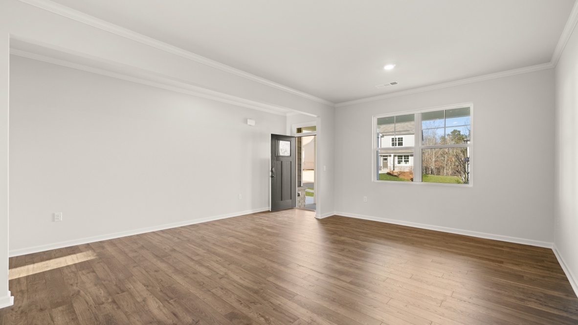 Interior flex room with large window