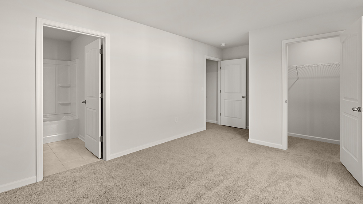Interior bedroom with large windows