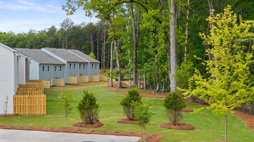 View of the common area and the back patio of all the homes.