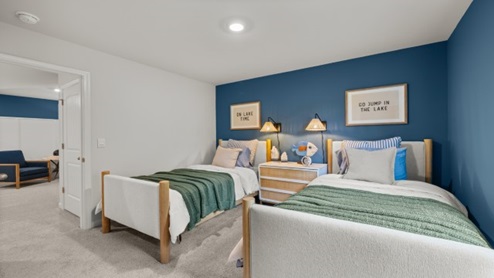 Interior bedroom with accent walls