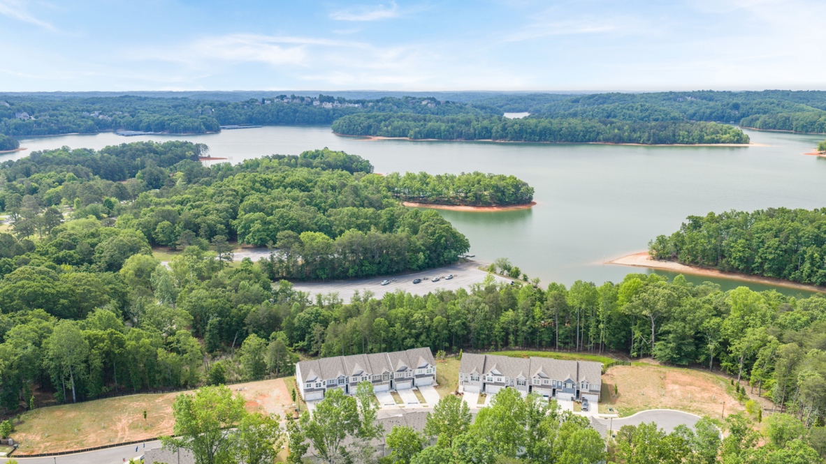 Aerial Falcon Landing townhome community Falcon Landing Townhomes By D.R. Horton view lake
