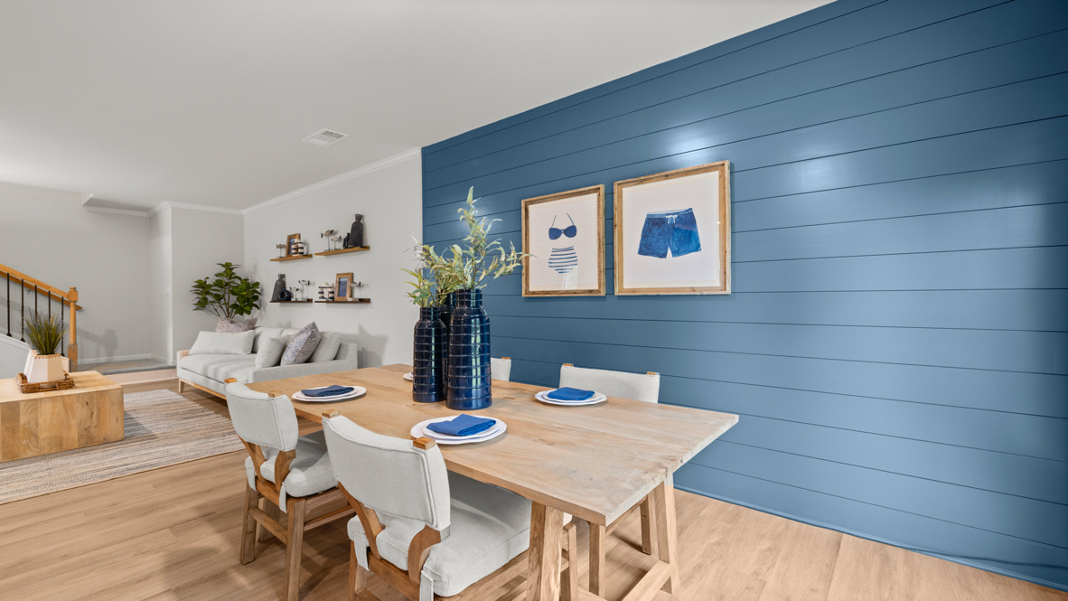 Interior dining area next to back patio doors