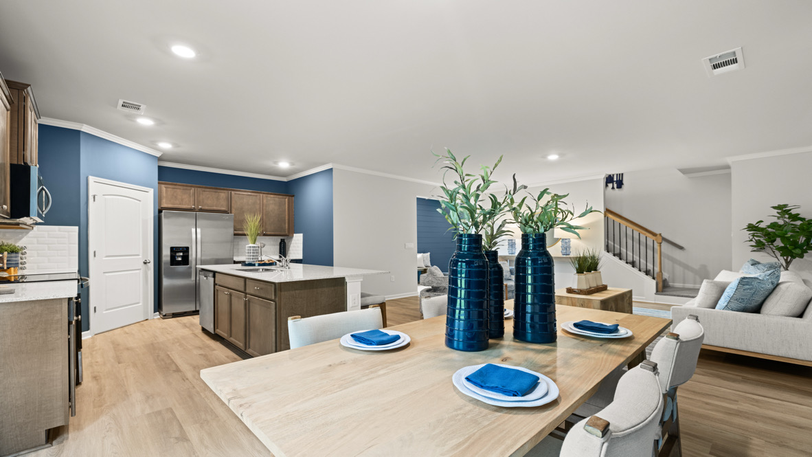 Interior dining area open to living area