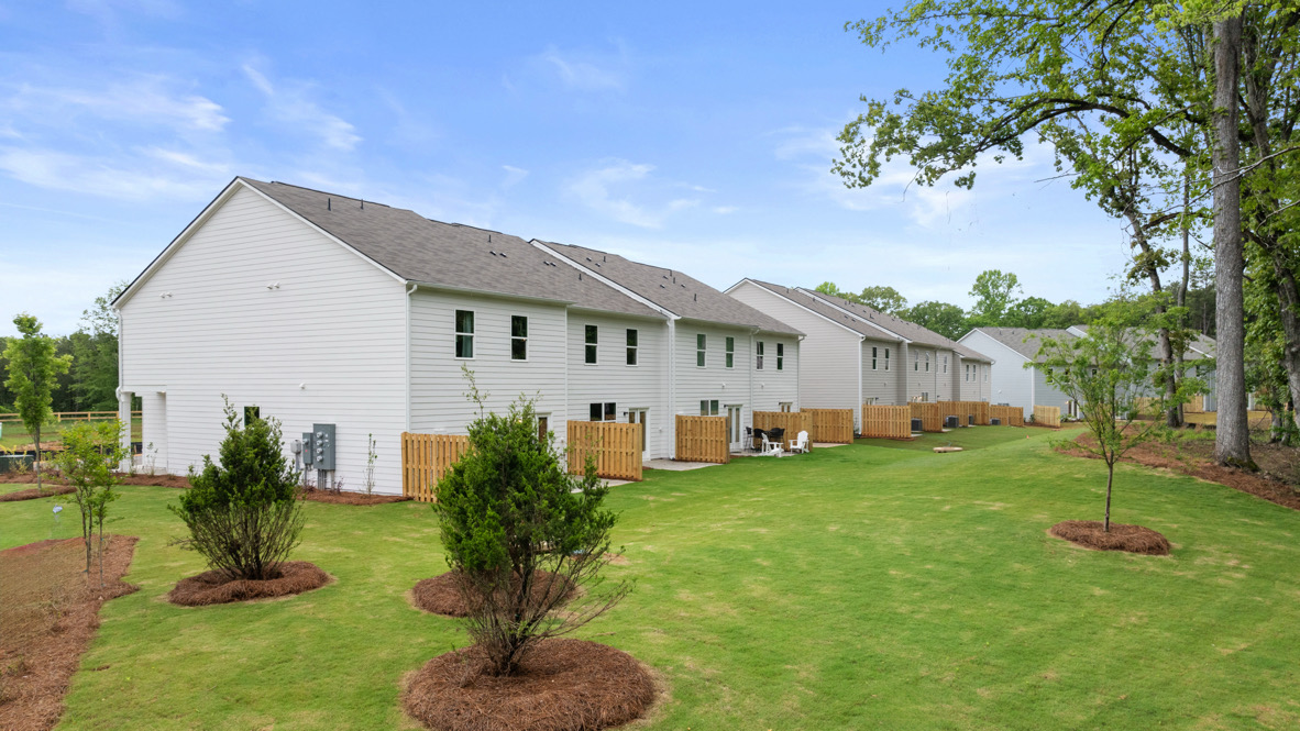 Exterior rear view of homes