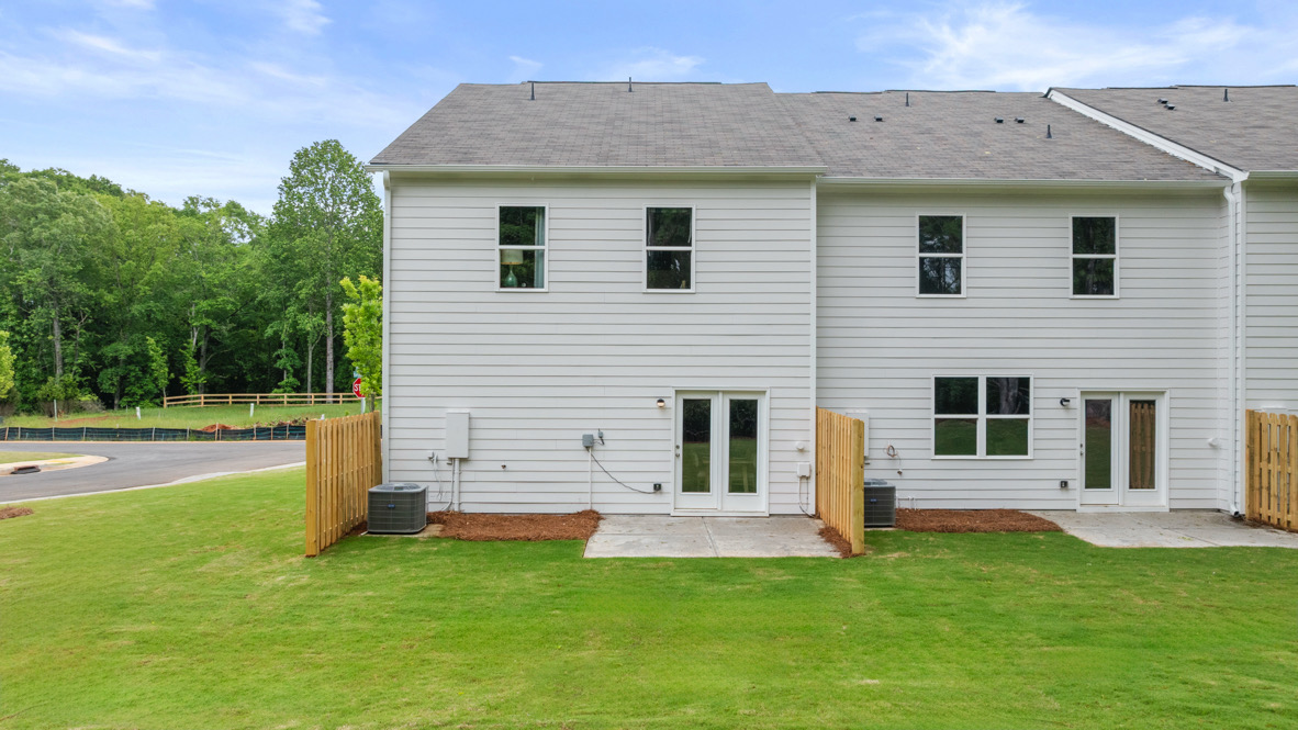 Exterior rear view of homes