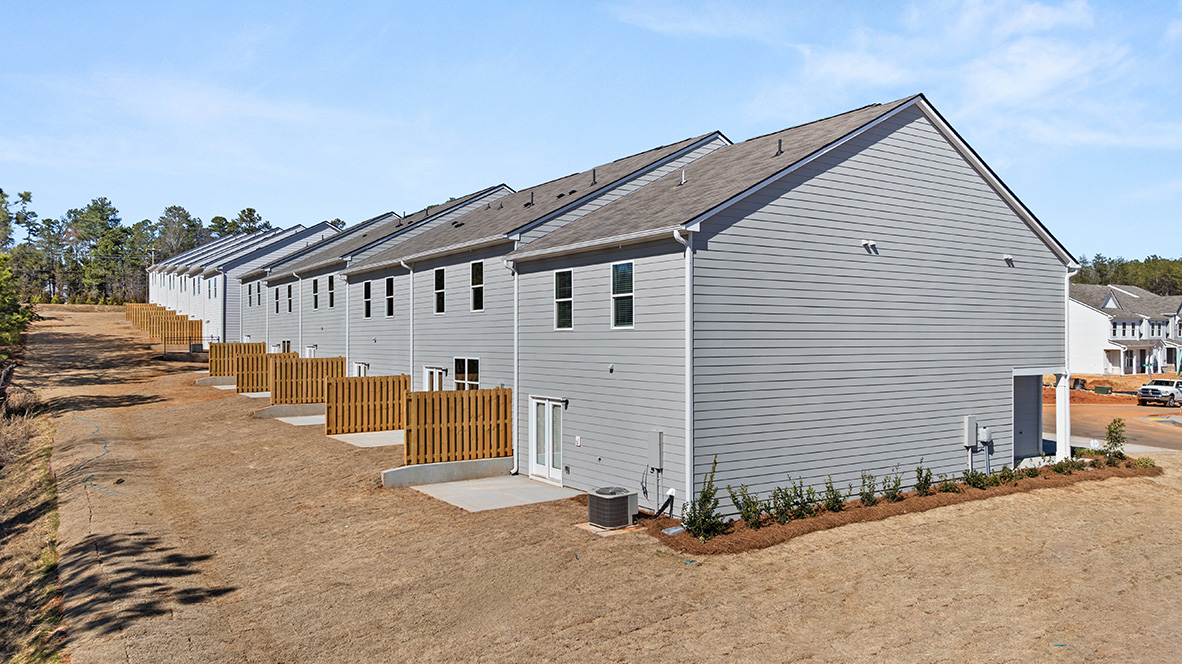 Exterior rear view of townhomes