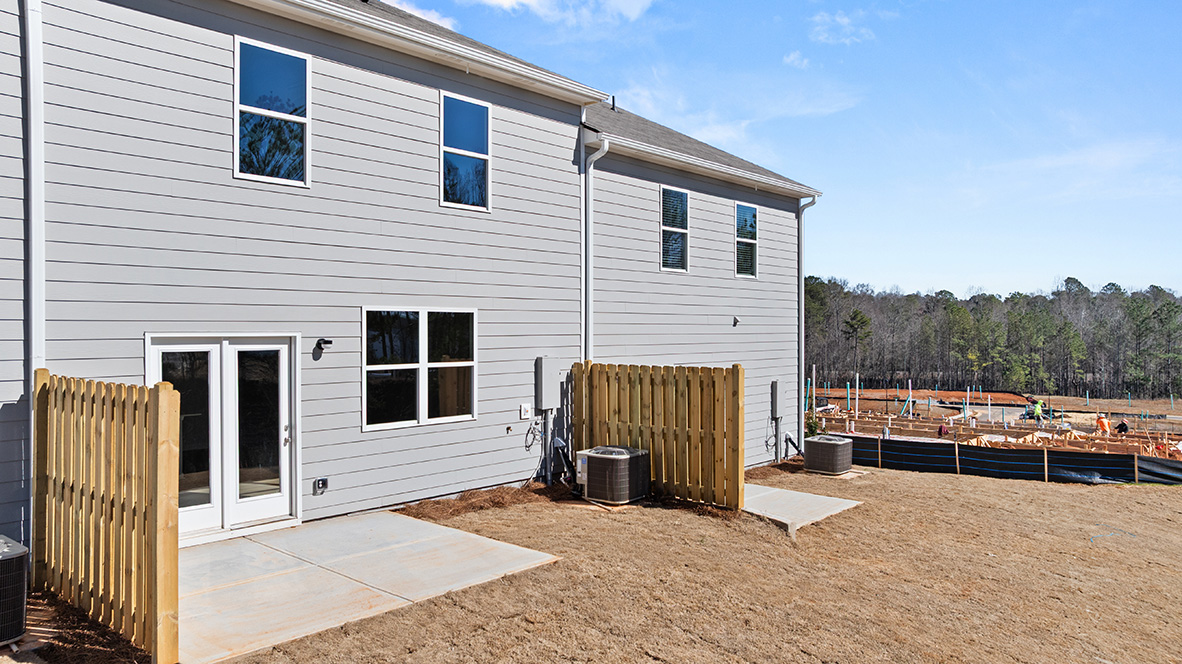 Exterior rear view of townhomes