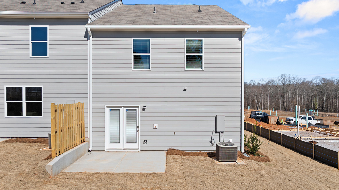 Exterior rear view of townhomes