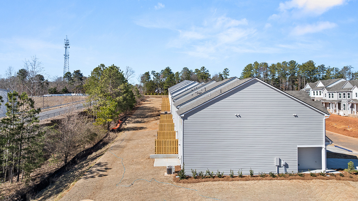 Exterior rear view of townhomes